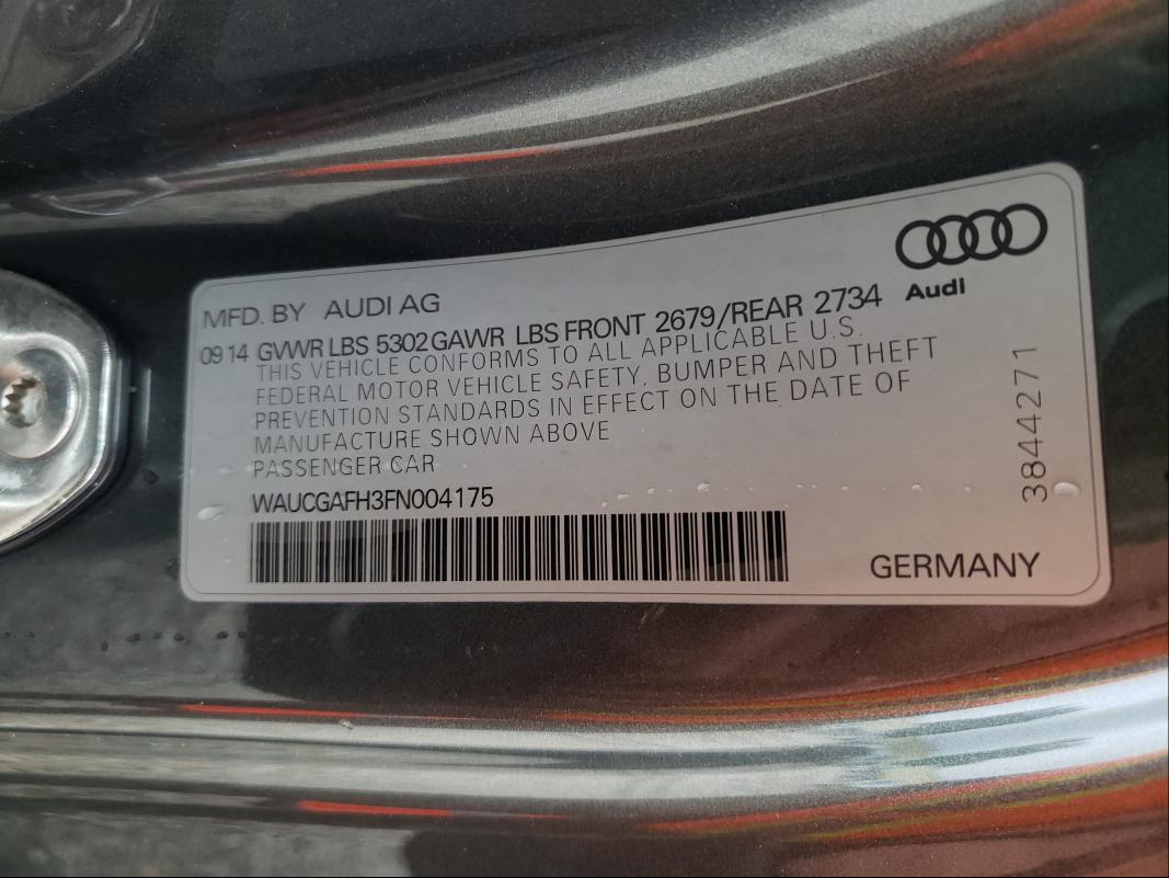 2015 AUDI S5 PREMIUM WAUCGAFH3FN004175