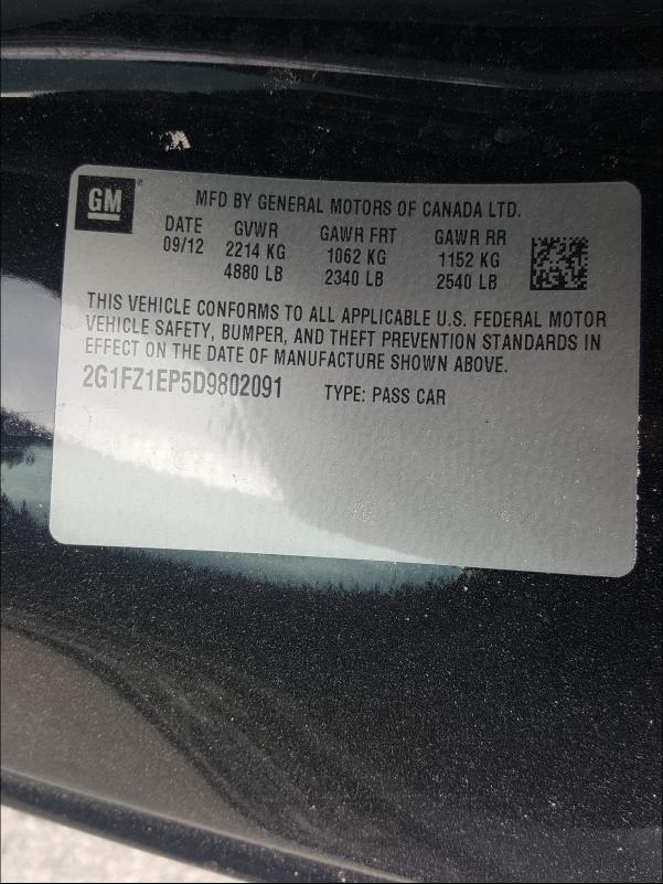 2013 CHEVROLET CAMARO ZL1 2G1FZ1EP5D9802091