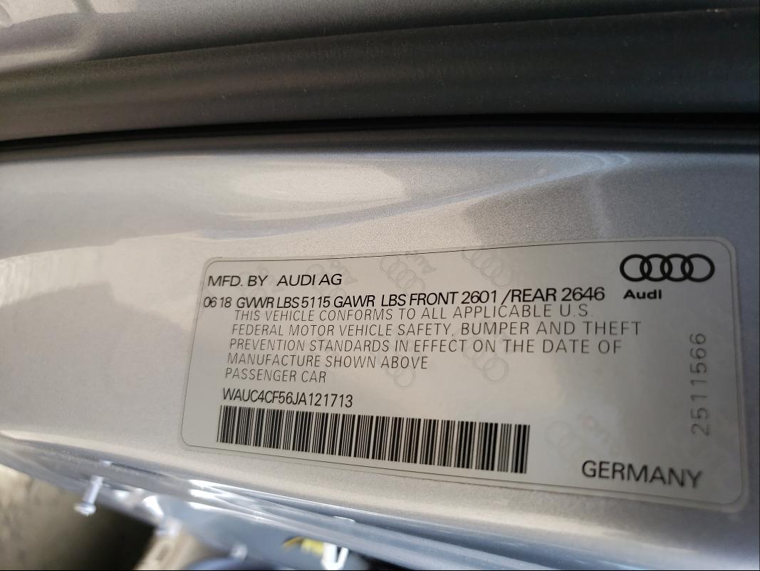2018 AUDI S5 PRESTIG WAUC4CF56JA121713