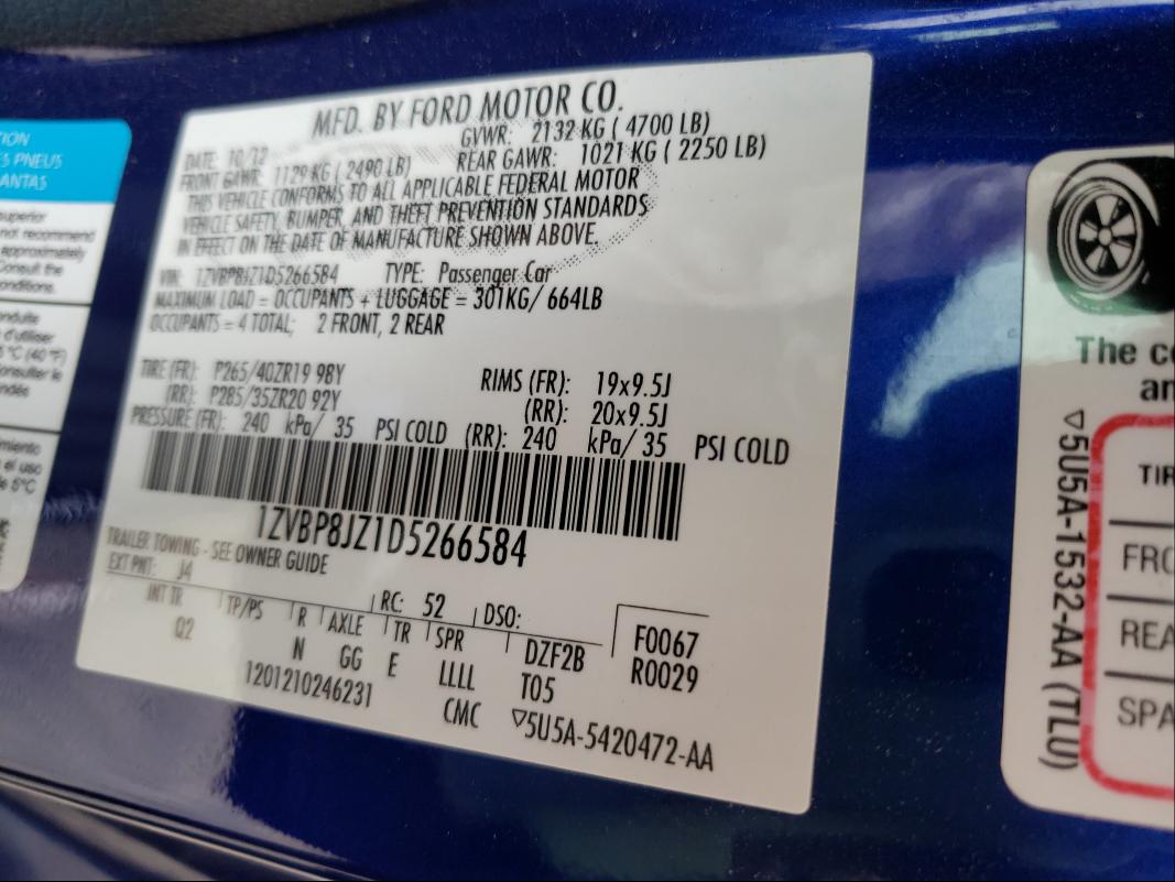 2013 FORD MUSTANG SH 1ZVBP8JZ1D5266584