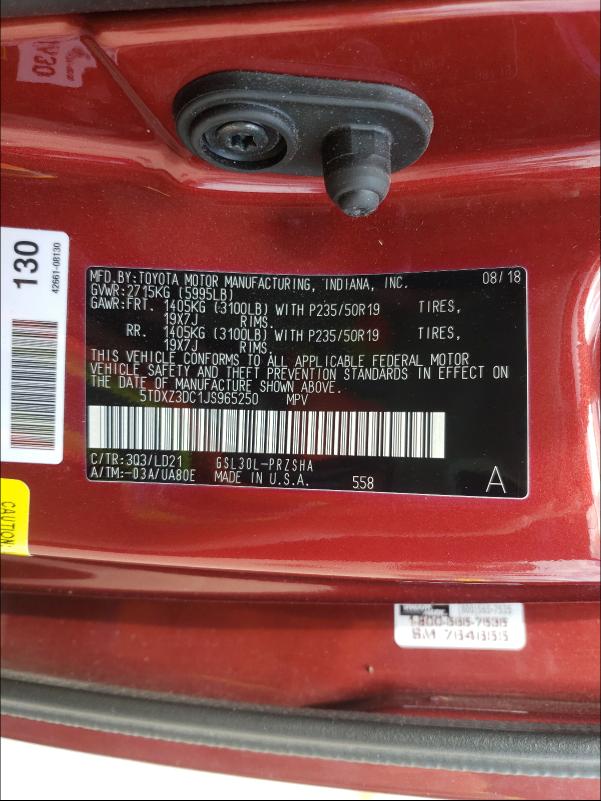 2018 TOYOTA SIENNA SE 5TDXZ3DC1JS965250