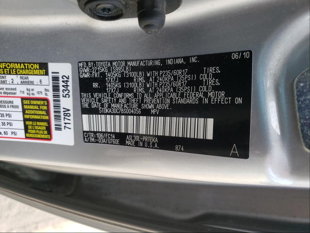 2011 TOYOTA SIENNA BAS 5TDKA3DC7BS004056