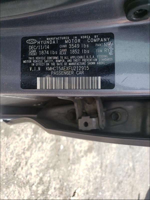2015 HYUNDAI ACCENT GS KMHCT5AEXFU212915