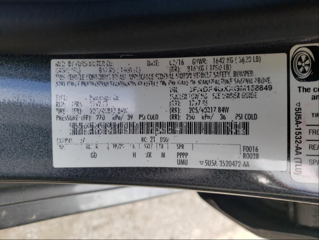 2016 FORD FIESTA ST 3FADP4GXXGM158849