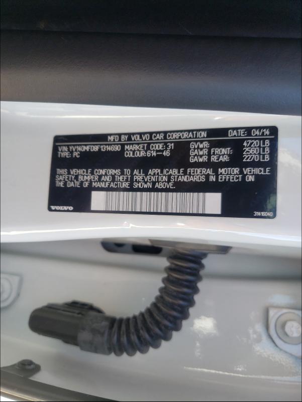 2015 VOLVO S60 PLATIN YV140MFD8F1314690