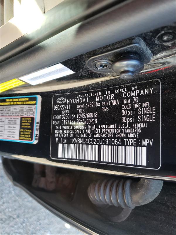 2012 HYUNDAI VERACRUZ G KM8NU4CC2CU191064