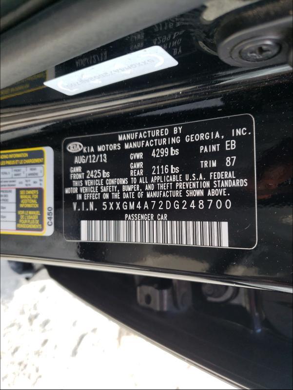 2013 KIA OPTIMA LX 5XXGM4A72DG248700