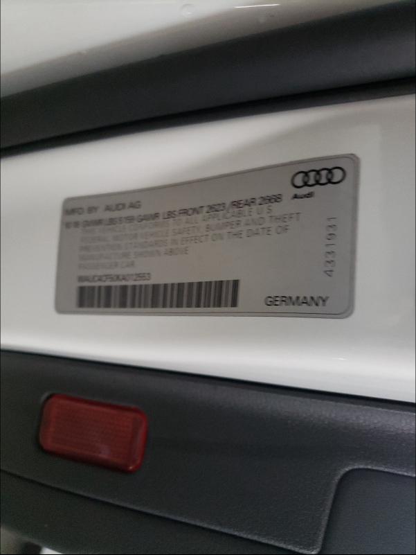 2019 AUDI S5 PRESTIG WAUC4CF50KA012553