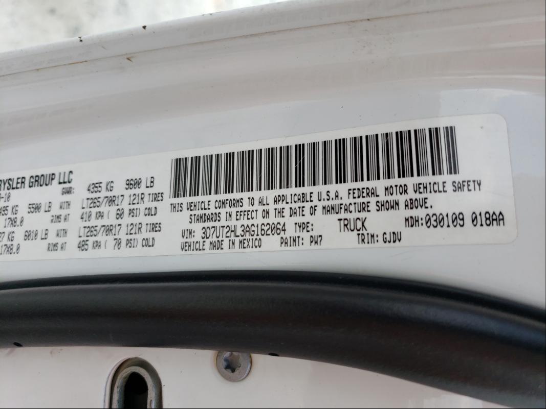 2010 DODGE RAM 2500 3D7UT2HL3AG162064