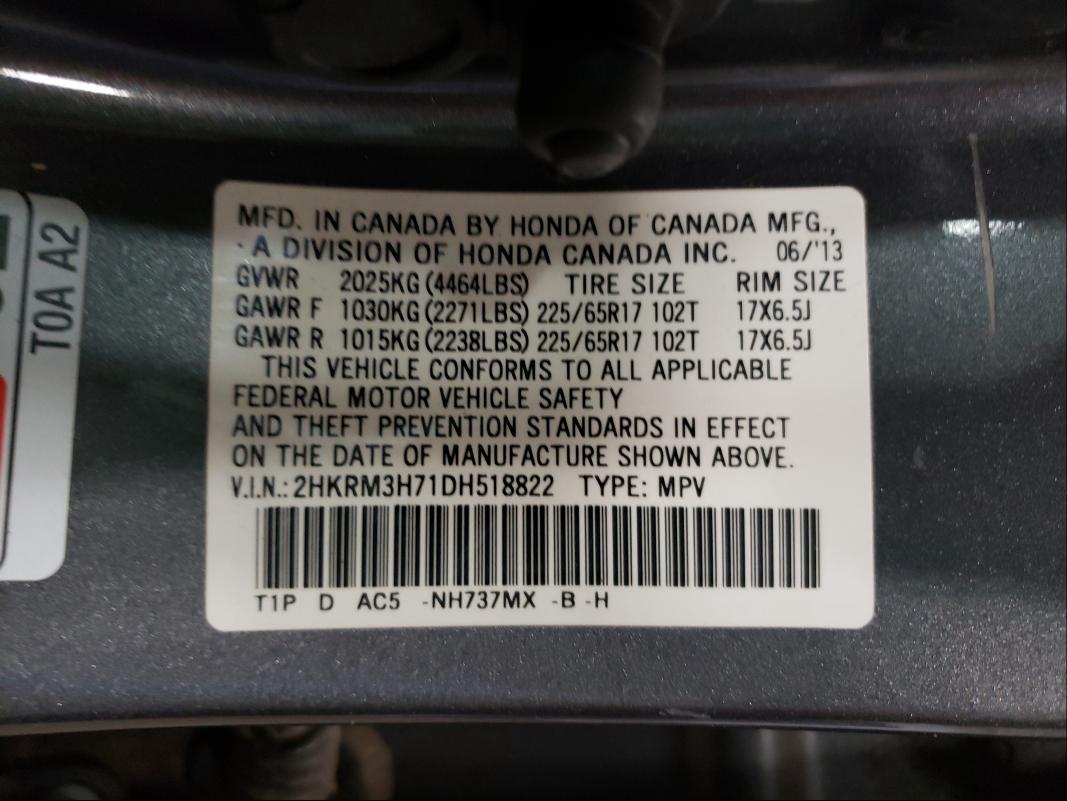 2013 HONDA CR-V 2HKRM3H71DH518822