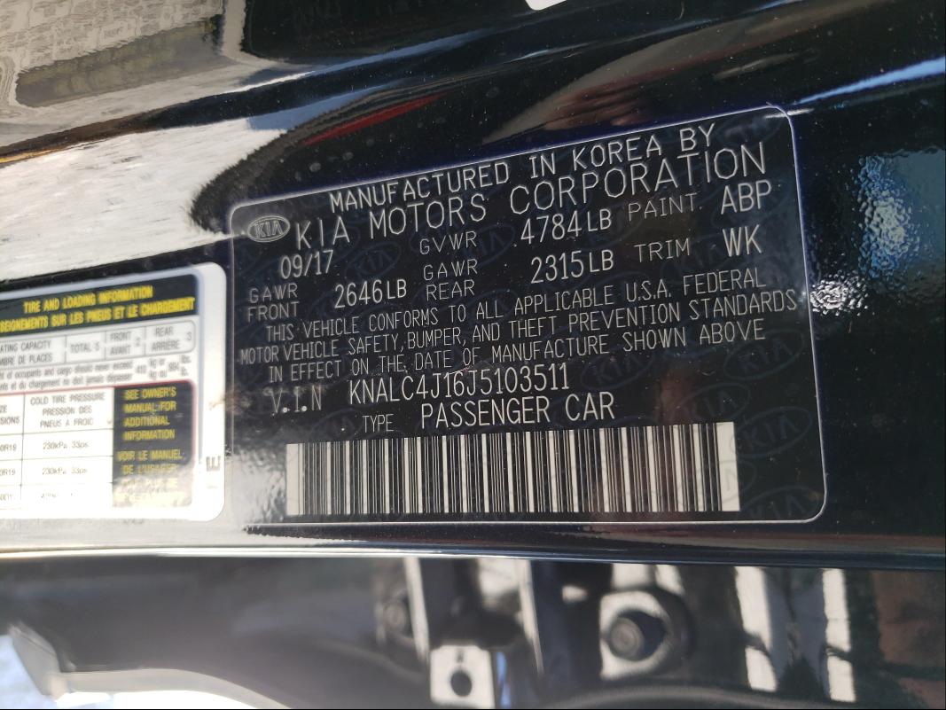 2018 KIA CADENZA LU KNALC4J16J5103511