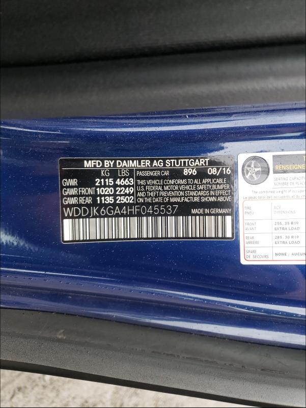 2017 MERCEDES-BENZ SL 450 WDDJK6GA4HF045537