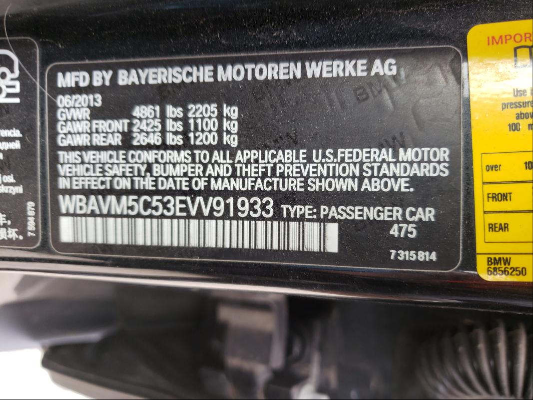 2014 BMW X1 XDRIVE3 WBAVM5C53EVV91933