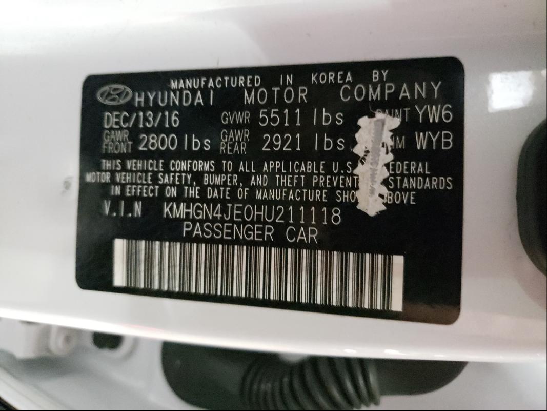 2017 GENESIS G80 BASE KMHGN4JE0HU211118