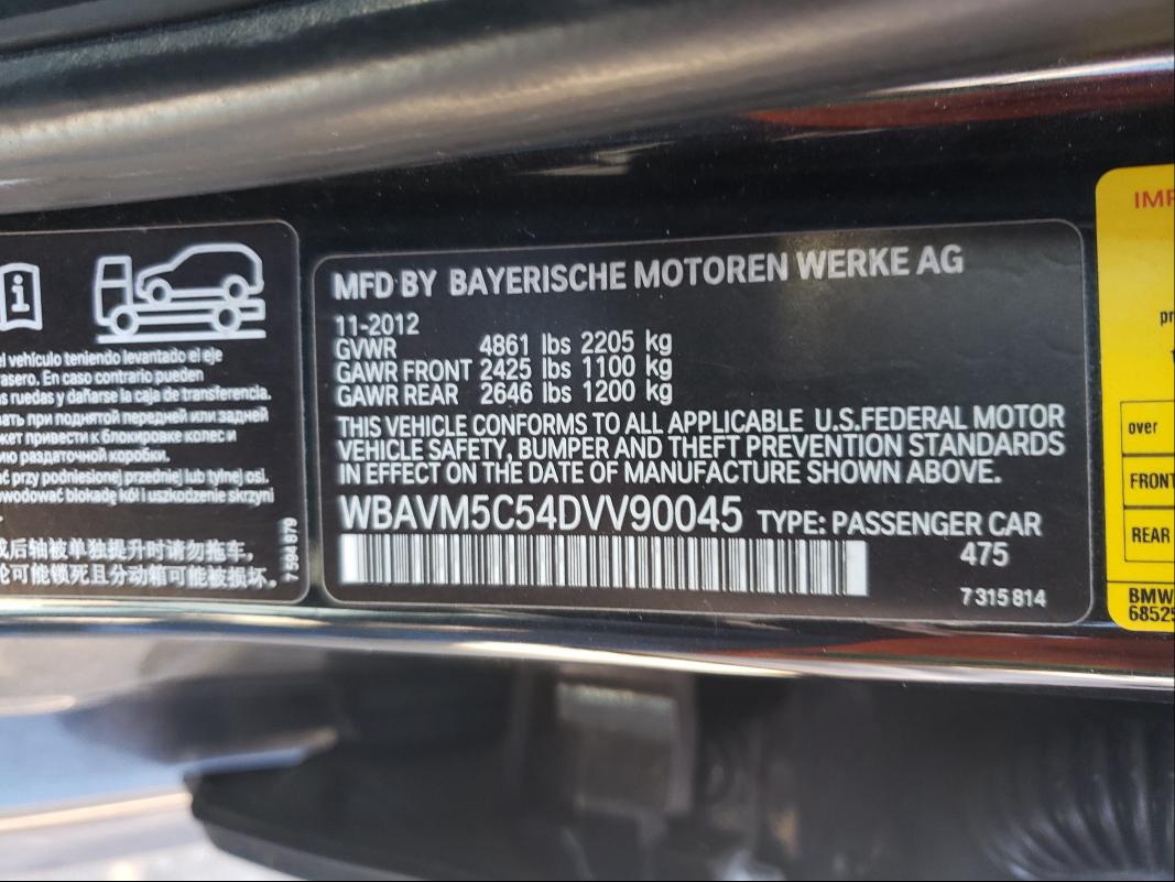 2013 BMW X1 XDRIVE3 WBAVM5C54DVV90045