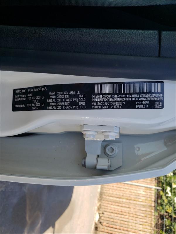 2016 JEEP RENEGADE T ZACCJBCT5GPD62874