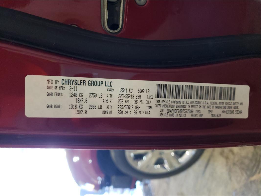 2011 DODGE JOURNEY LU 3D4PH9FG0BT537590