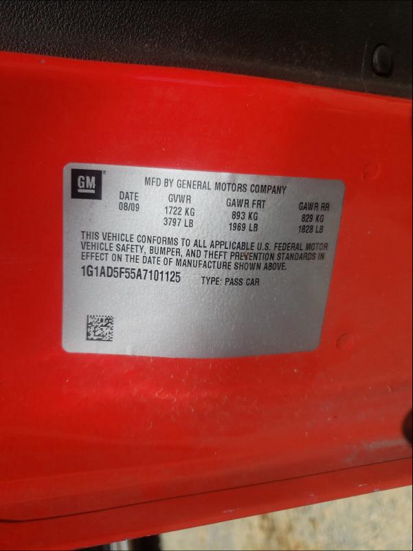 2010 CHEVROLET COBALT 1LT 1G1AD5F55A7101125