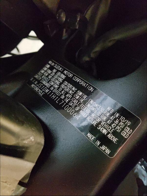 2020 SUZUKI GSX-R1000 JS1DM11H1L7100064