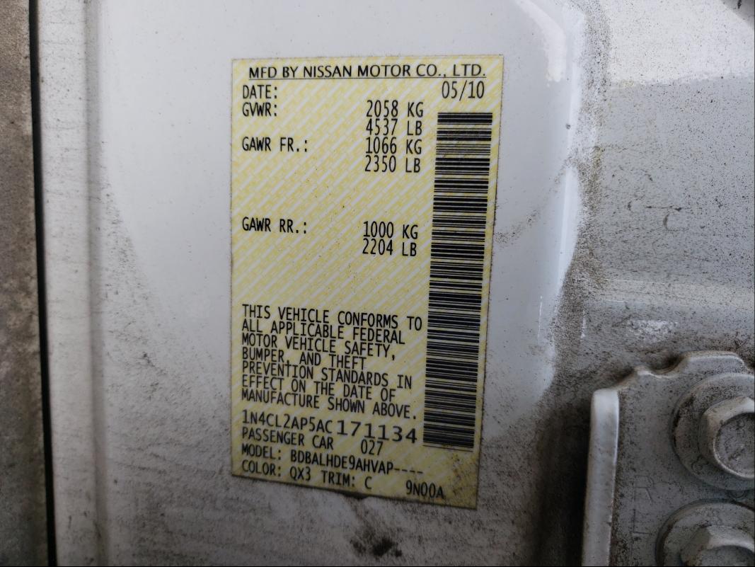 2010 NISSAN ALTIMA HYB 1N4CL2AP5AC171134