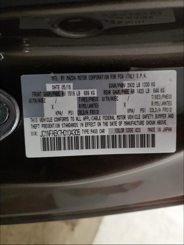 2017 FIAT 124 SPIDER JC1NFAEK7H0104305