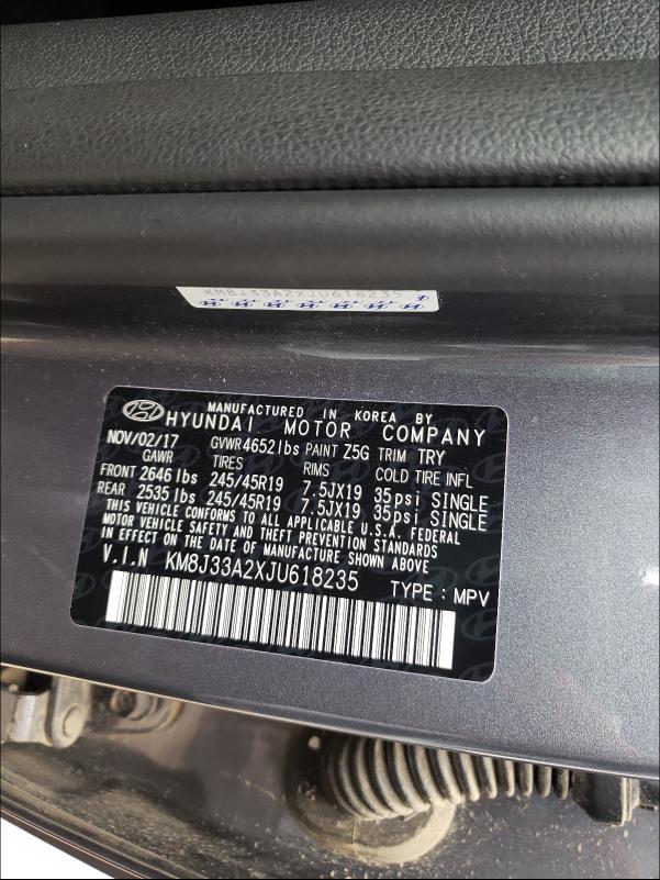 2018 HYUNDAI TUCSON VAL KM8J33A2XJU618235