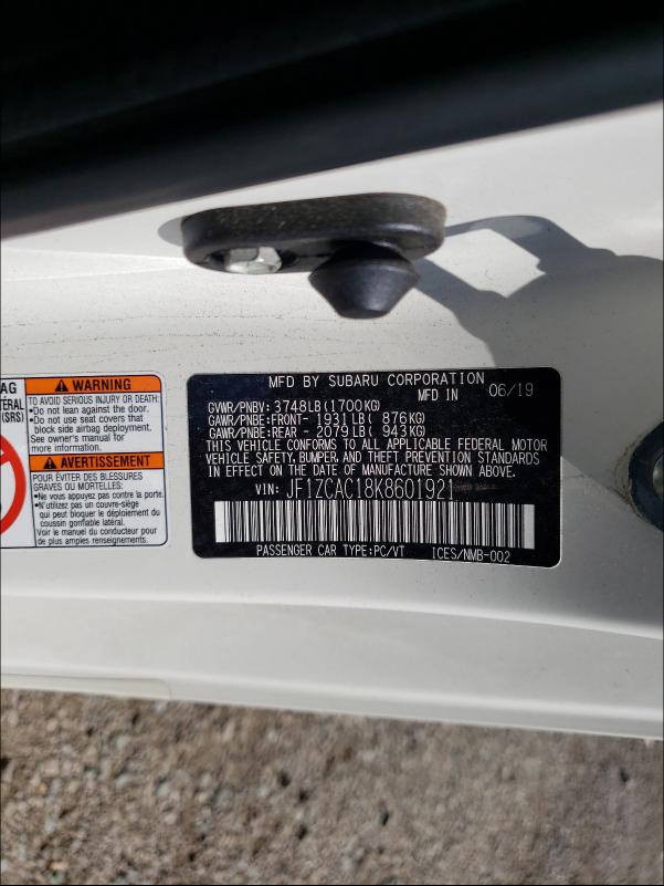2019 SUBARU BRZ LIMITE JF1ZCAC18K8601921
