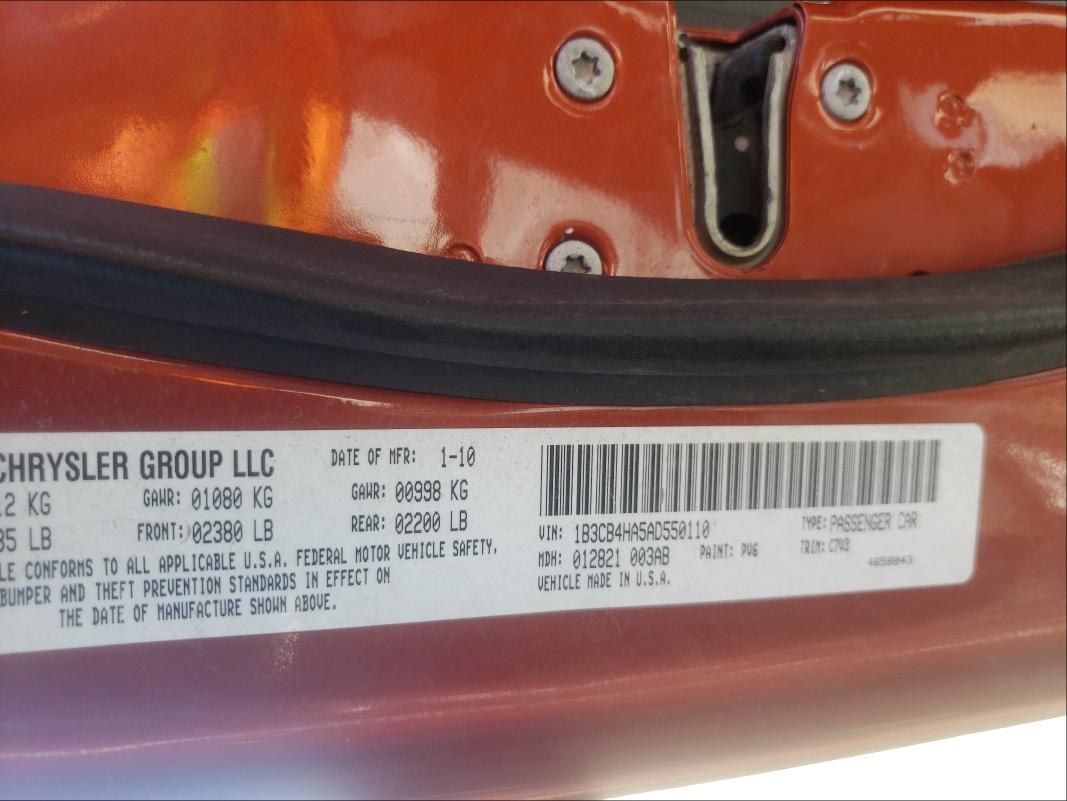 2010 DODGE CALIBER SX 1B3CB4HA5AD550110