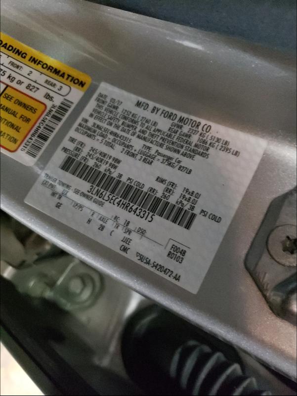 2017 LINCOLN MKZ RESERV 3LN6L5EC4HR643315