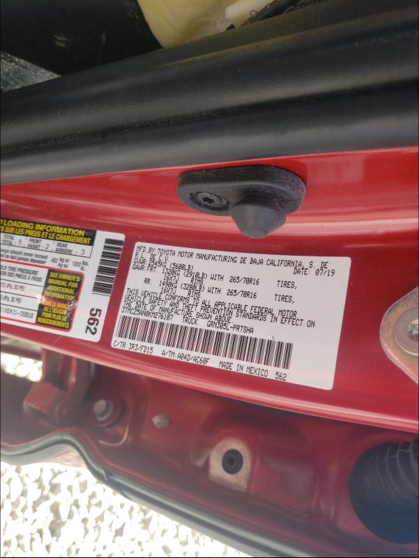 2019 TOYOTA TACOMA DBL 3TMCZ5AN0KM276107