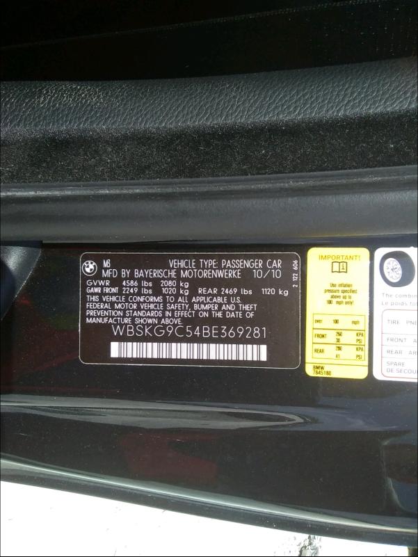 2011 BMW M3 WBSKG9C54BE369281