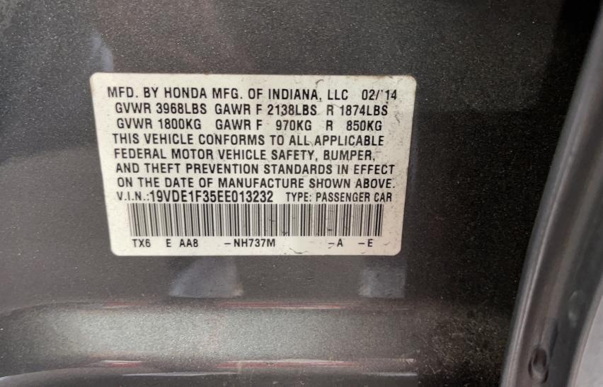 2014 ACURA ILX 20 19VDE1F35EE013232