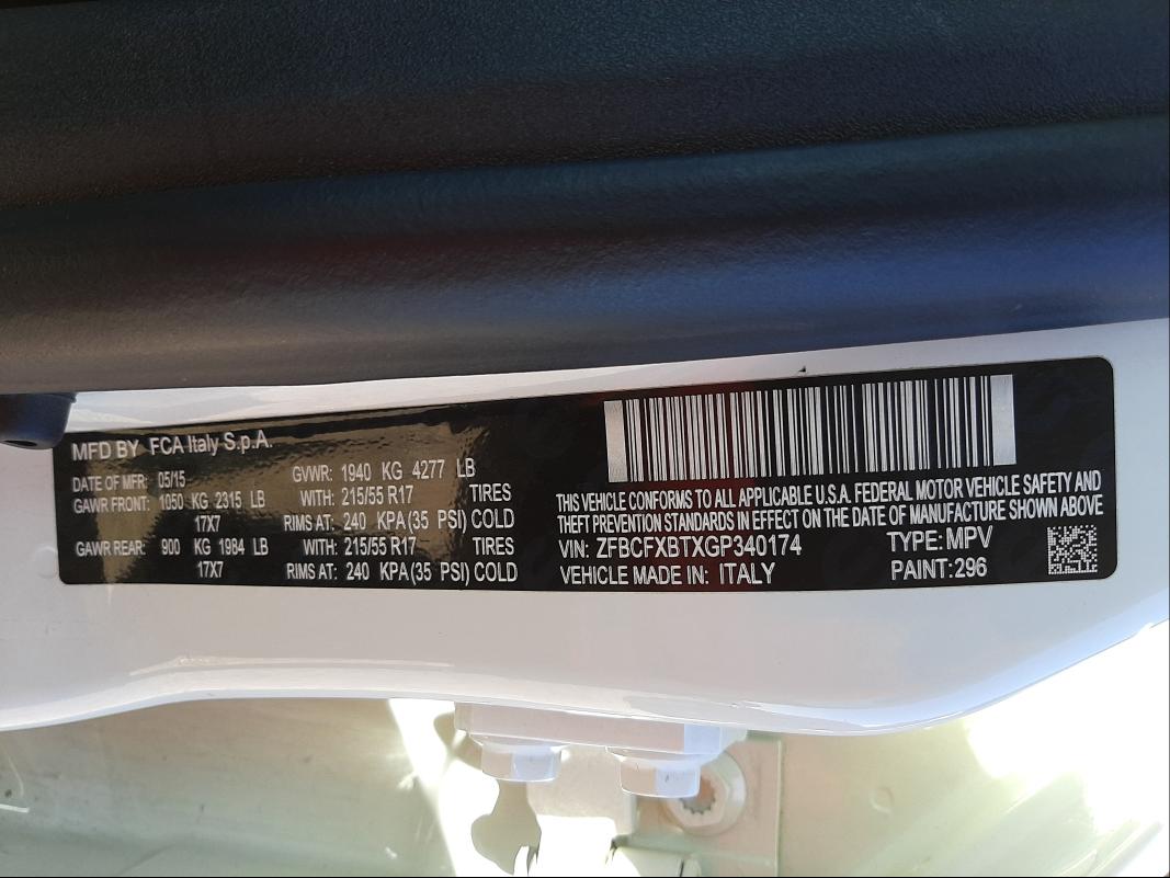 2016 FIAT 500X EASY ZFBCFXBTXGP340174