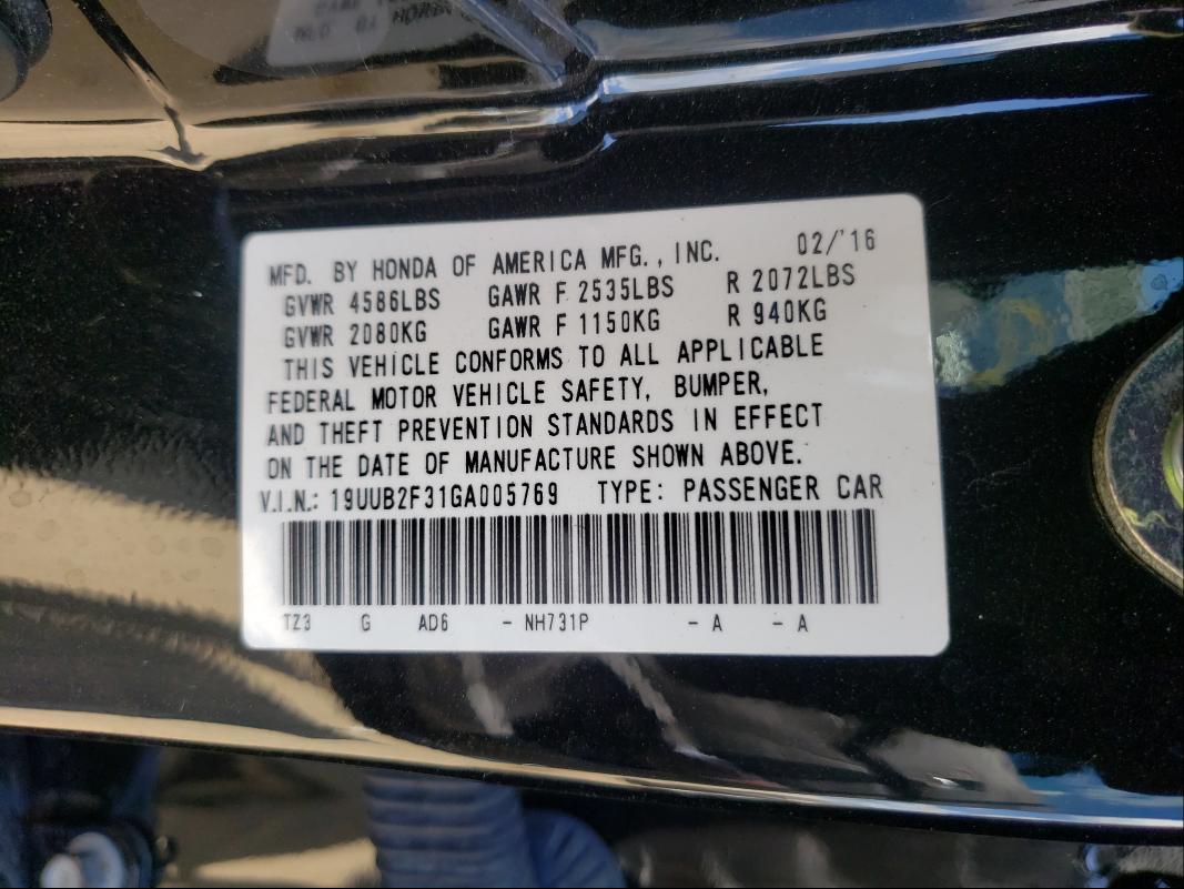 2016 ACURA TLX 19UUB2F31GA005769