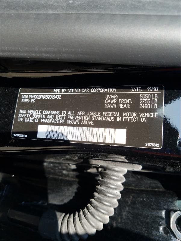 2011 VOLVO S60 T6 YV1902FHXB2019432