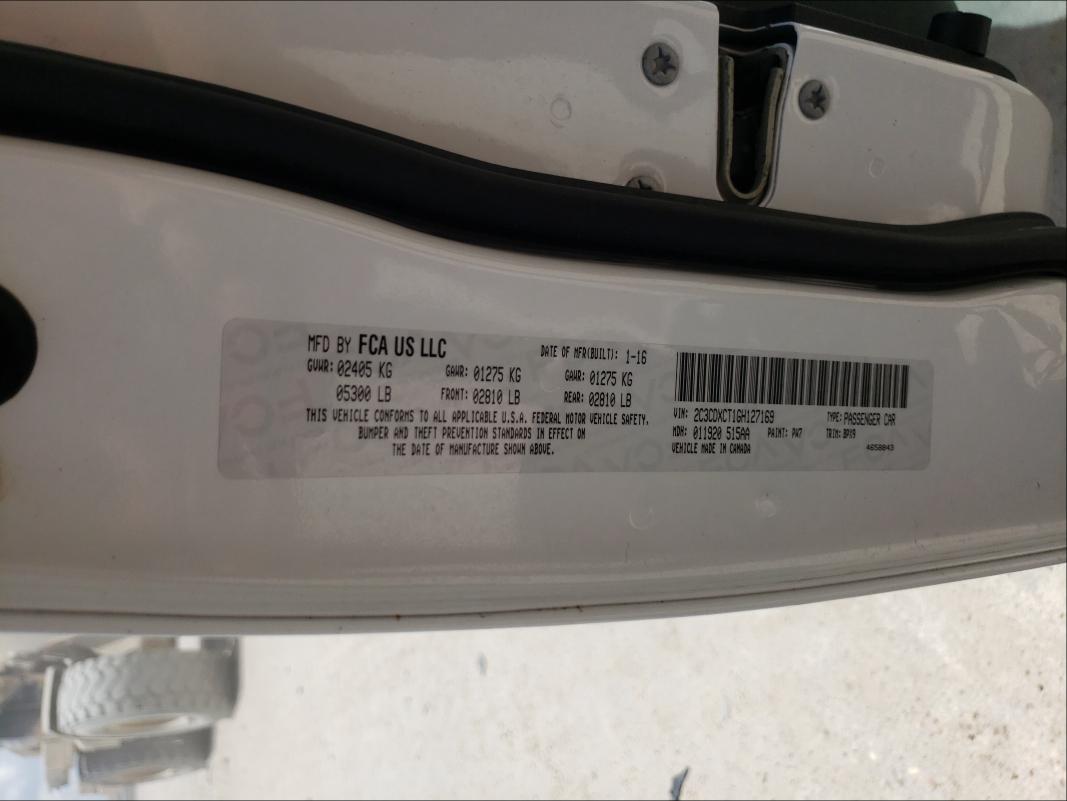 2C3CDXCT1GH127169 Dodge Charger R/ 2016. Фото: 9