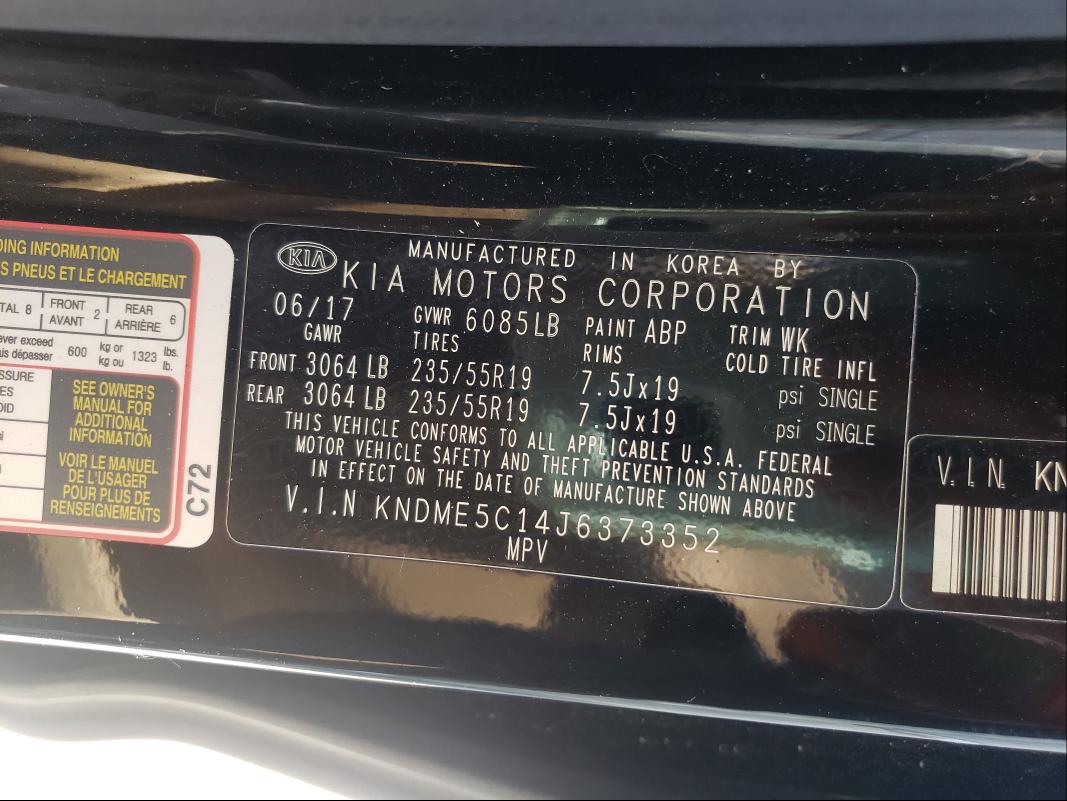 2018 KIA SEDONA SXL KNDME5C14J6373352