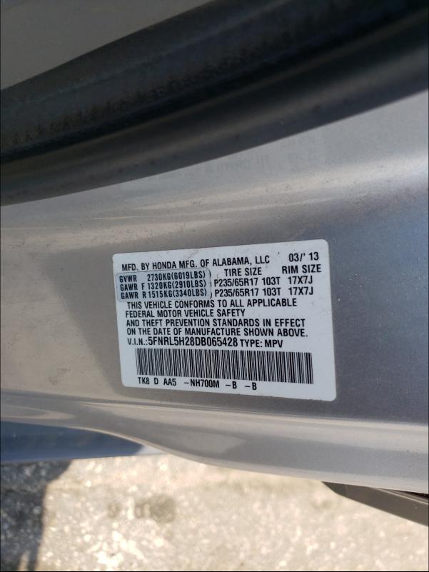 2013 HONDA ODYSSEY LX 5FNRL5H28DB065428