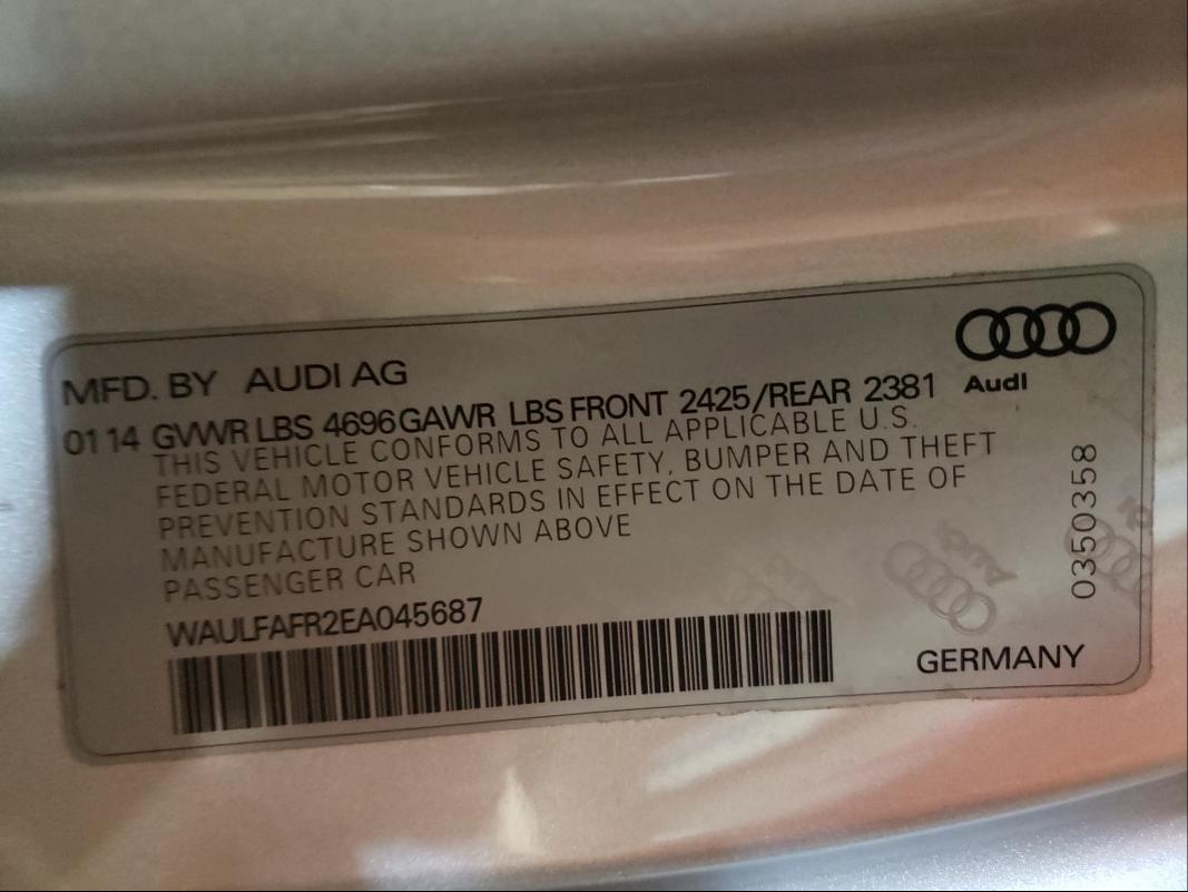 2014 AUDI A5 WAULFAFR2EA045687