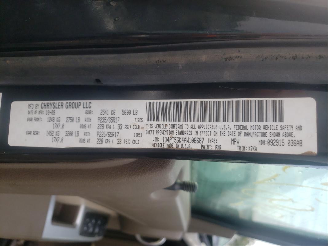 2010 DODGE NITRO SXT 1D4PT5GK4AW106687