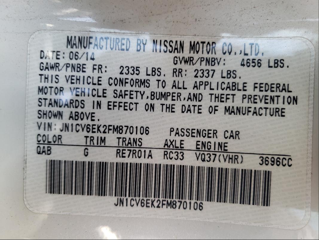 2015 INFINITI Q60 JOURNE JN1CV6EK2FM870106