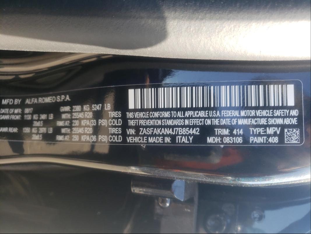 2018 ALFA ROMEO STELVIO ZASFAKAN4J7B85442