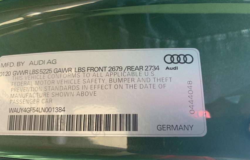 2020 AUDI S5 PRESTIG WAUY4GF54LN001384