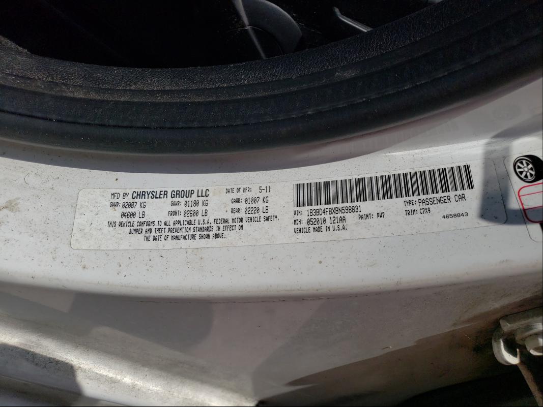 2011 DODGE AVENGER EX 1B3BD4FBXBN598831