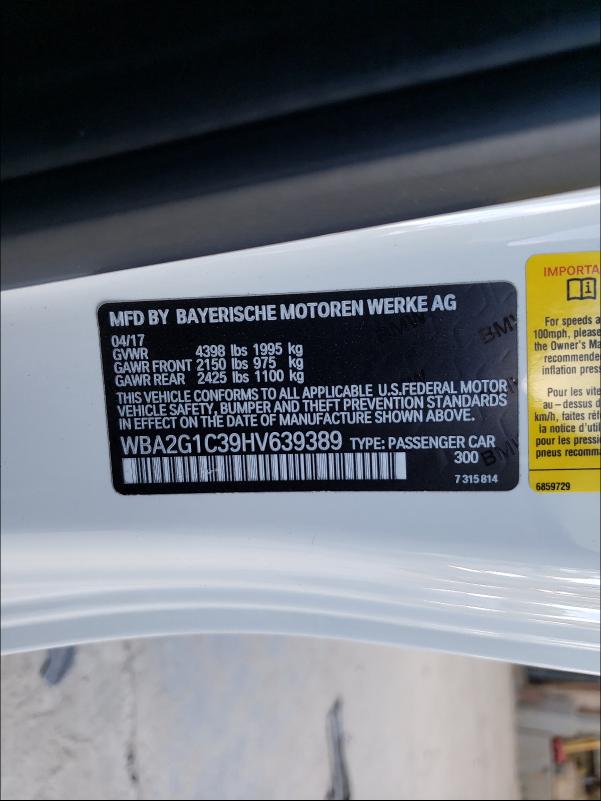 2017 BMW M240I WBA2G1C39HV639389