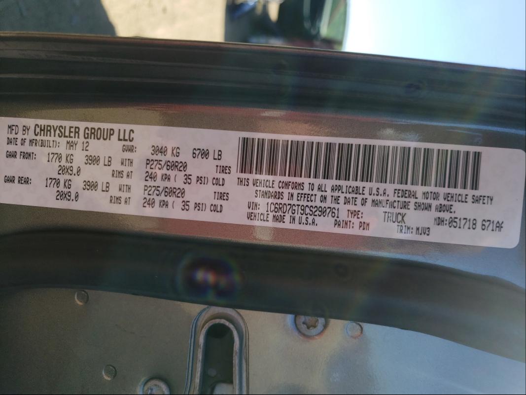 2012 DODGE RAM 1500 Q 1C6RD7GT9CS290761