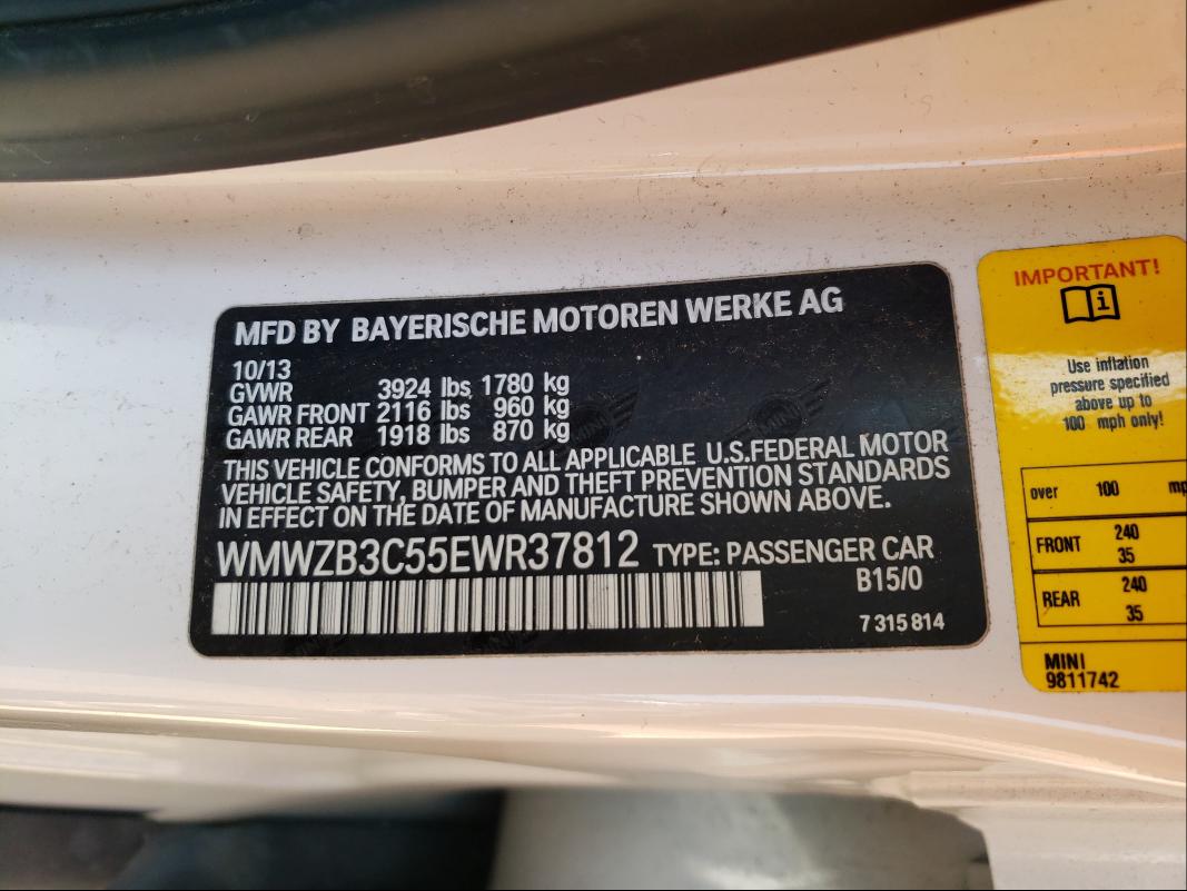 2014 MINI COOPER COU WMWZB3C55EWR37812