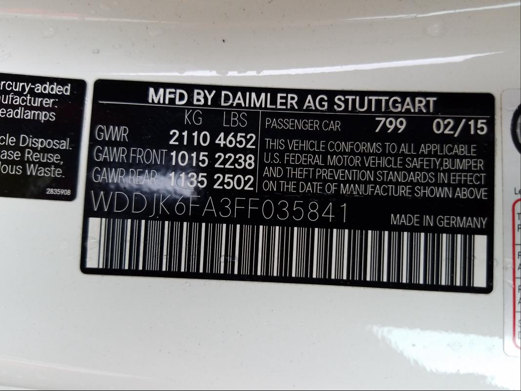 2015 MERCEDES-BENZ SL 400 WDDJK6FA3FF035841