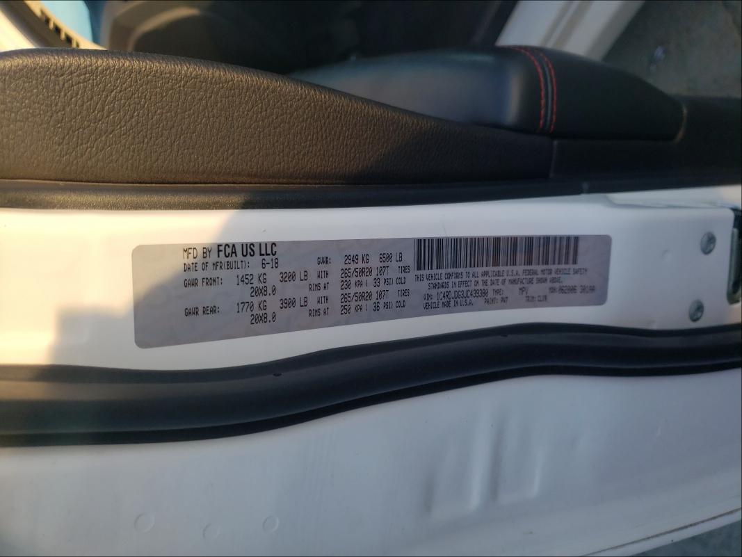 2018 DODGE DURANGO GT 1C4RDJDG3JC439380