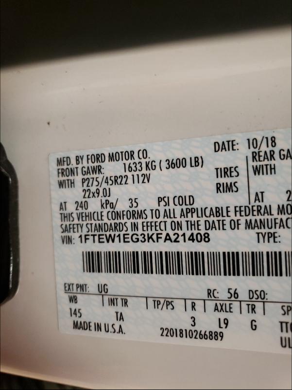 2019 FORD F-150 1FTEW1EG3KFA21408